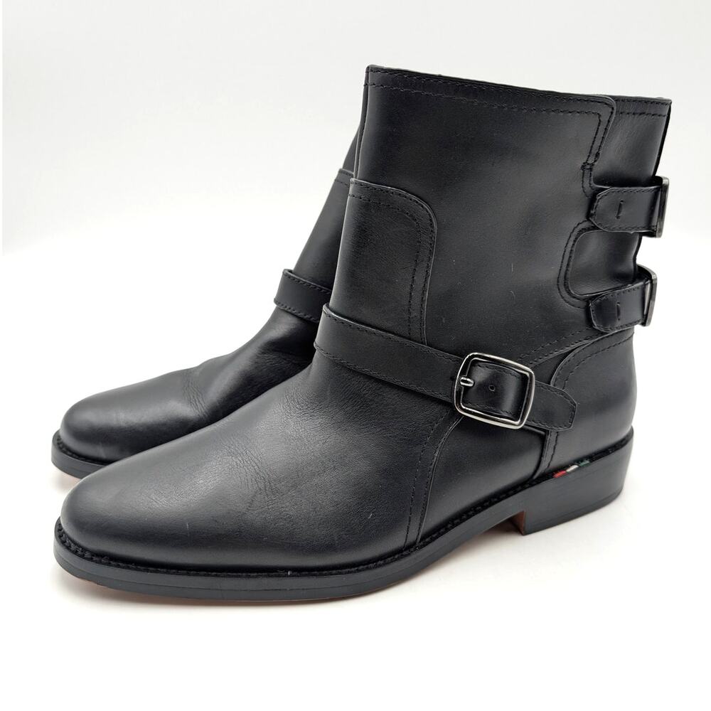 Franco Sarto Prina Moto Ankle Boots Women's Black Leather Size US9.5M EU40.5